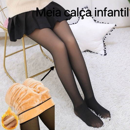Meia Calça Infantil Térmica Peluciada Translúcida e Elástica