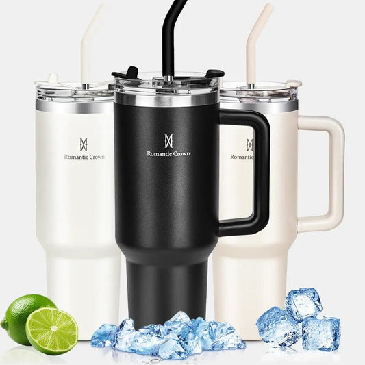Copo Térmico Inox Portátil 1200ml/1.2L com Tampa e Canudo