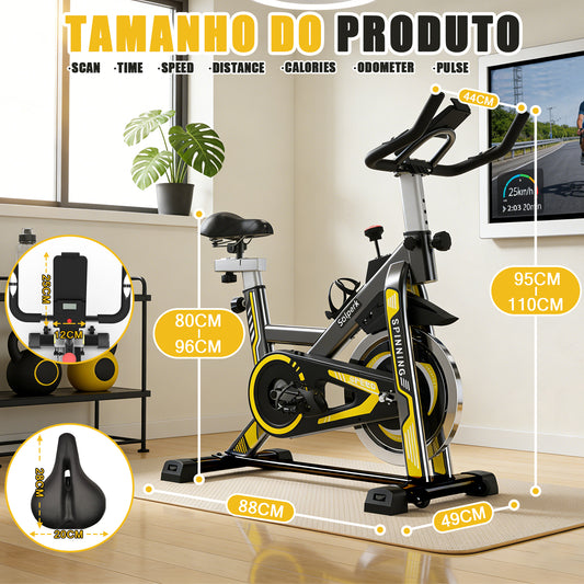 Bicicleta Spinning Profissional Roda 15kg Inércia Treino Suporta 120kg