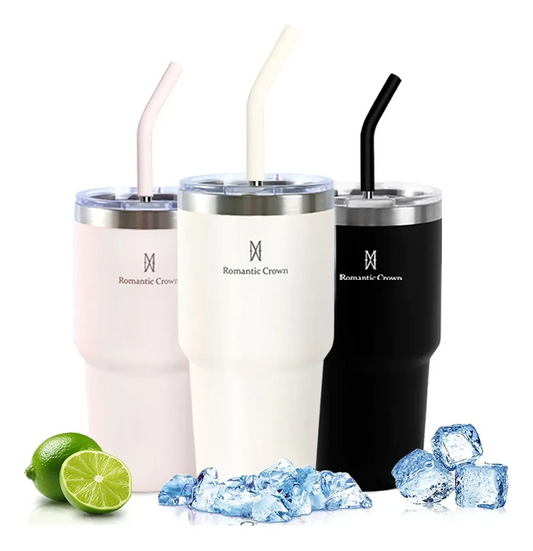 Copo Térmico Inox Portátil 591ml com Tampa e Canudo